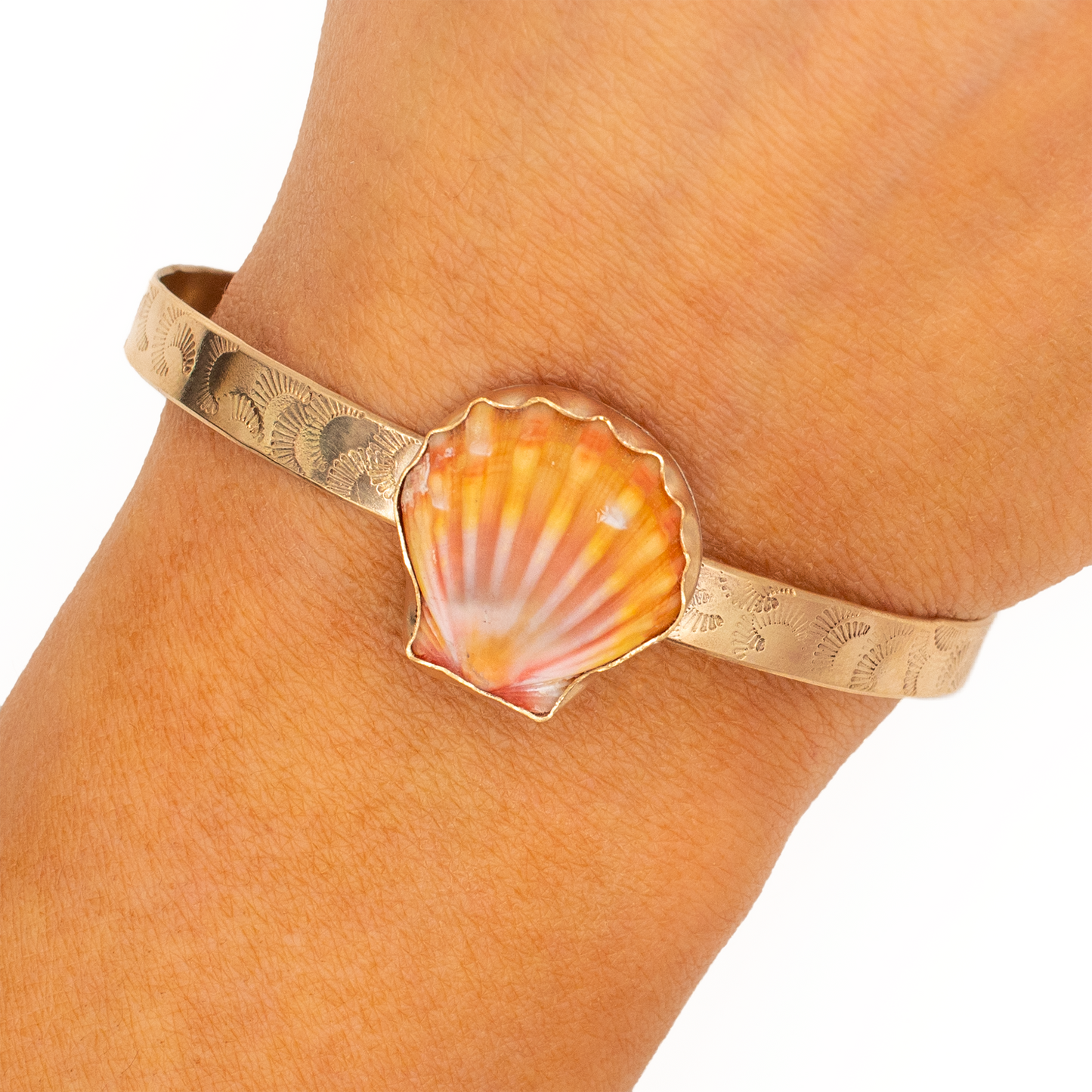 Hawaiian Sunrise Shell Cuff with Sunrise Metal Stamps