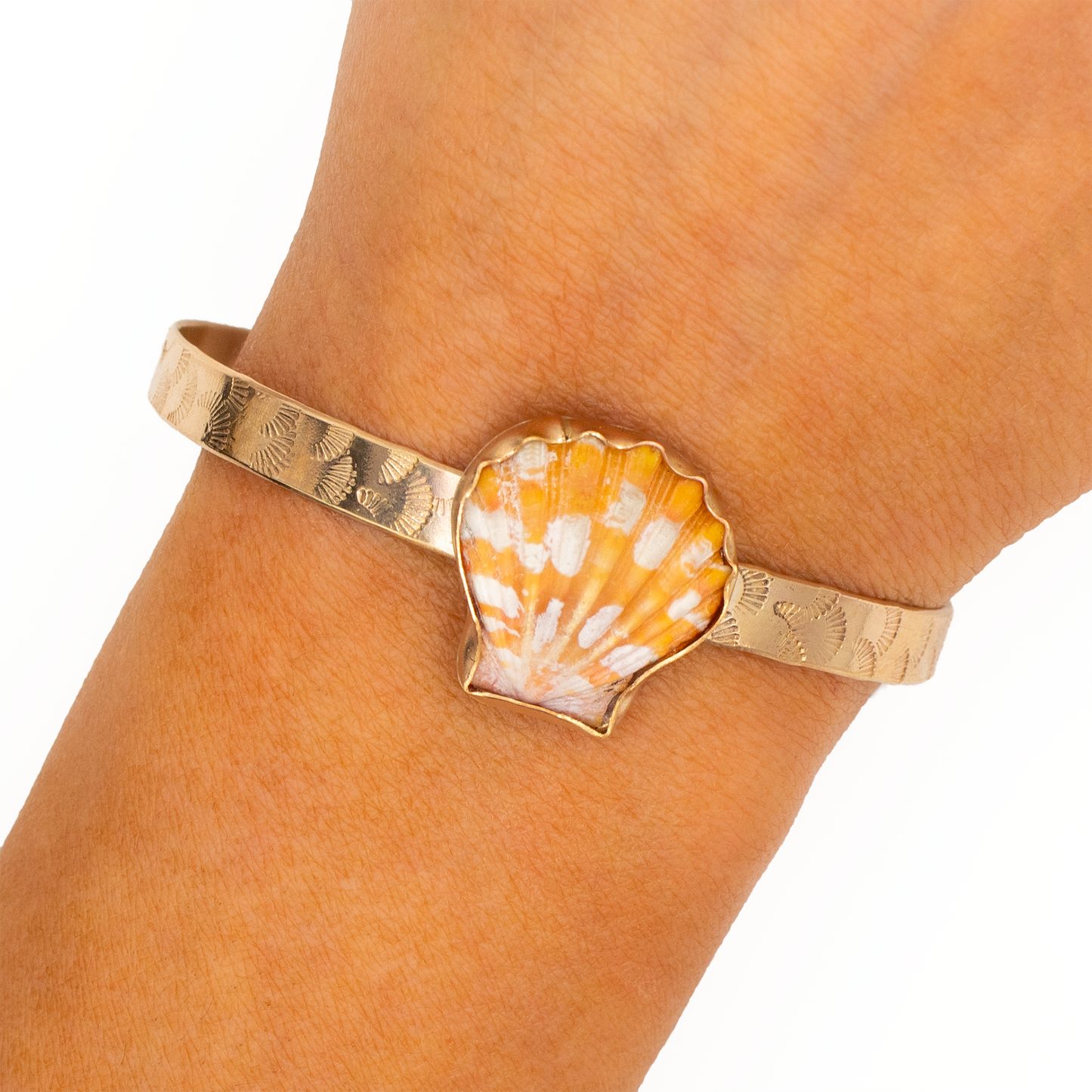 Hawaiian Sunrise Shell Cuff with Sunrise Metal Stamps